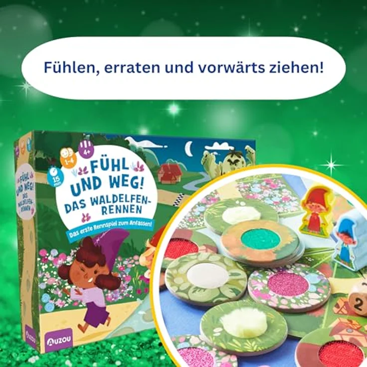 Auzou Fühl und weg! Brettspiel für Waldelfen mit Tastlauf und Fühlplättchen – Bild 3