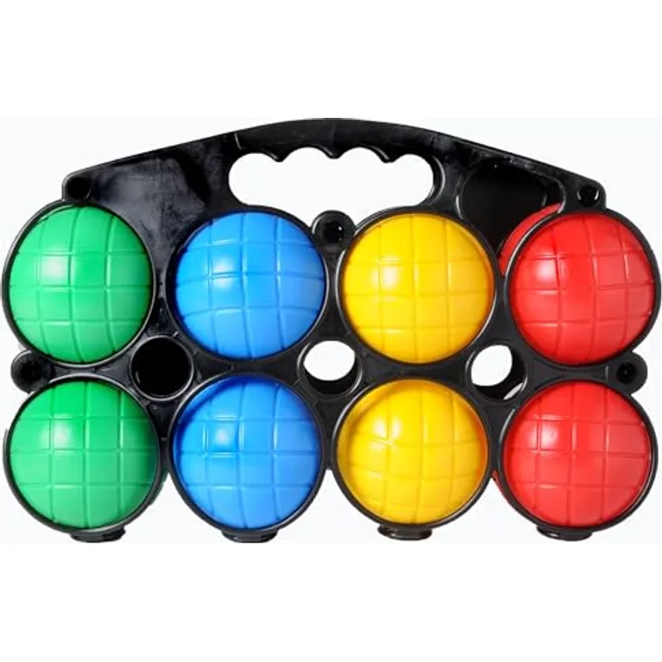Weible Spiele Boccia-Set 8-teilig, Kunststoffkugeln in 4 Farben mit Aufbewahrungskorb
