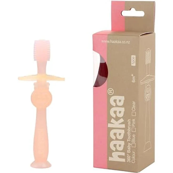Haakaa 360 Grad Silikon Baby Zahnbürste, rosa, 16 g – Bild 5