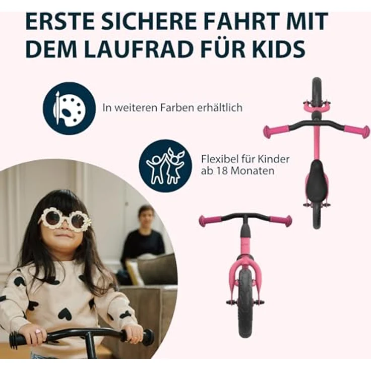 HUDORA Laufrad Up 10 Zoll Pixie, leichtes Gleichgewichtsrad für Kinder ab 18 Monaten, hohe Kippstabilität, ergonomischer Sattel, verstellbarer Lenker, 2 Räder, geeignet für 78-100 cm Körpergröße – Bild 5