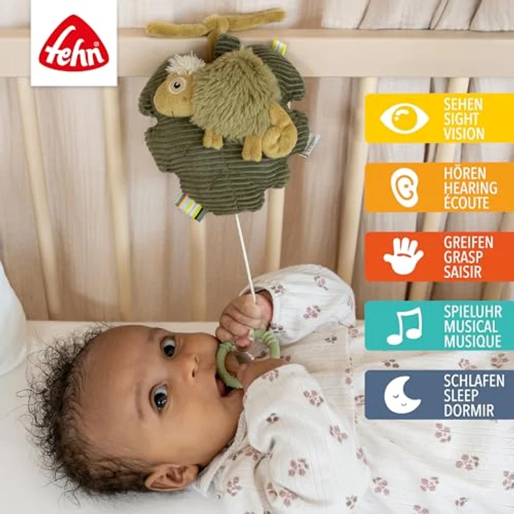 Fehn Spieluhr Chamäleon, Kuscheltier & Einschlafhilfe für Babys mit Melodie "Schlafe mein Prinzchen", waschbar bei 30°C, 15 cm – Bild 2