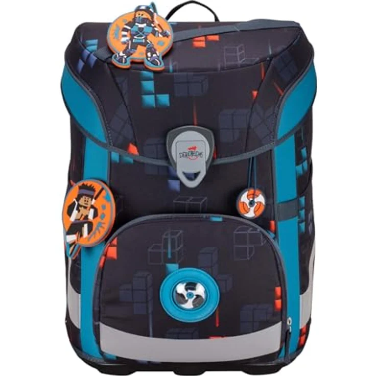 DerDieDas ErgoFlex Easy Schulranzenset 5-teilig Ninja Fighter, ergonomisch gepolstert, atmungsaktive Gurte, 27 x 40 x 18 cm, blau – Bild 2
