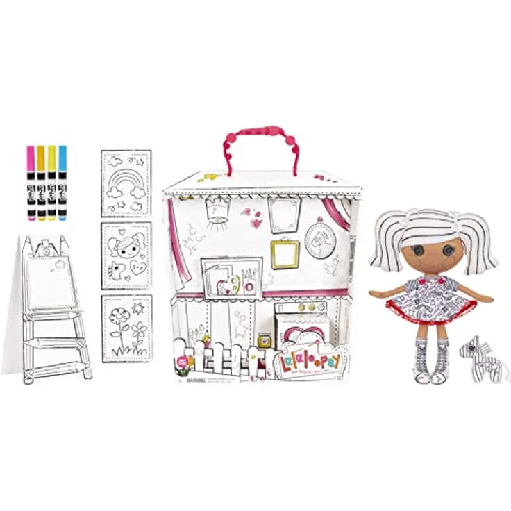Lalaloopsy Spot Splatter Splash, kreative Künstlerpuppe mit abwaschbarer Malfunktion, 33 cm, inkl. wiederverwendbarem Haus-Spielset und Filzstiften