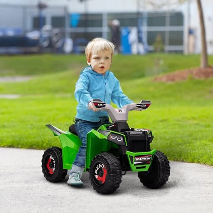 HOMCOM 6V Elektro Kinderquad, Mini Elektroquad für Kinder 1,5-3 Jahre, 2,5 km/h mit Vorwärts- und Rückwärtsfunktion, Grün – Bild 2