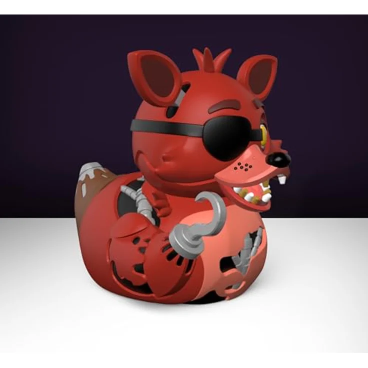 TUBBZ Erstausgabe: Five Nights at Freddy's- Foxy als Cosplaying-Gummiente Vinylfigur, 9 cm groß, inkl. stapelbarer Badewannen-Vitrine, FNAF-Logo – Bild 3