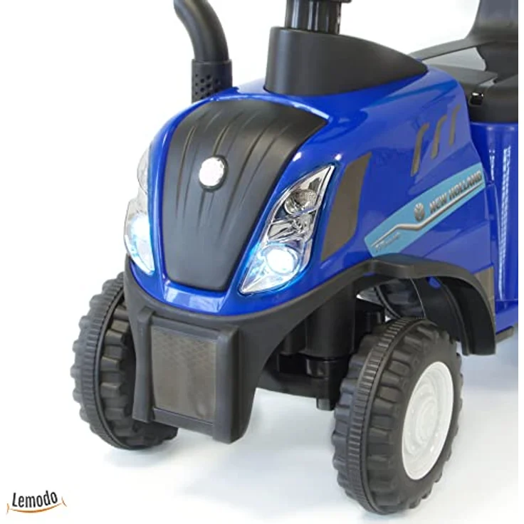 NATIV Rutschauto Traktor ab 1 Jahr | Kinderauto mit Anhänger | Rutschfahrzeug mit Schaufel und Rechen | Kinderfahrzeug in blau | Rutscher mit Soundtasten und Licht | Lizenziertes Kinderspielzeug – Bild 5