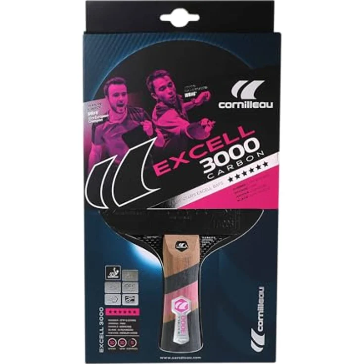 Cornilleau Excell 3000 Carbon, Tischtennisschläger mit Dynacell-Schwamm und ITTF-Gummi Performa 2 – Bild 3