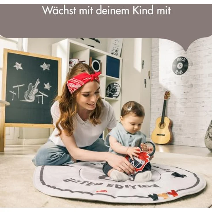 Tiny Love Roll With Me Gymini, groovige vom Rock'n'roll inspirierte Spielmatte Baby mit Musik, 0-36 Monate, Spieldecke Baby, 20 Aktivitäten, Musikmobile für unterwegs, verstellbare Bögen, Tiny Rockers, bunte Spielbögen – Bild 4