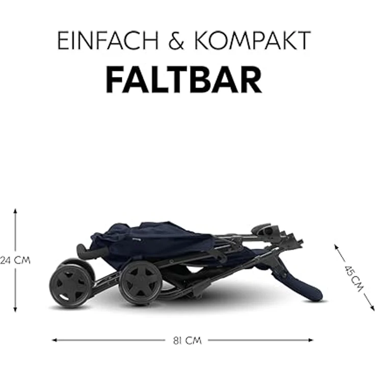 hauck Buggy Sport, Ultra Leicht - nur 5,9 kg, Klein Zusammenklappbar, Reisebuggy mit Liegefunktion, Extra Großer Korb bis 3 kg (Dark Blue) – Bild 2