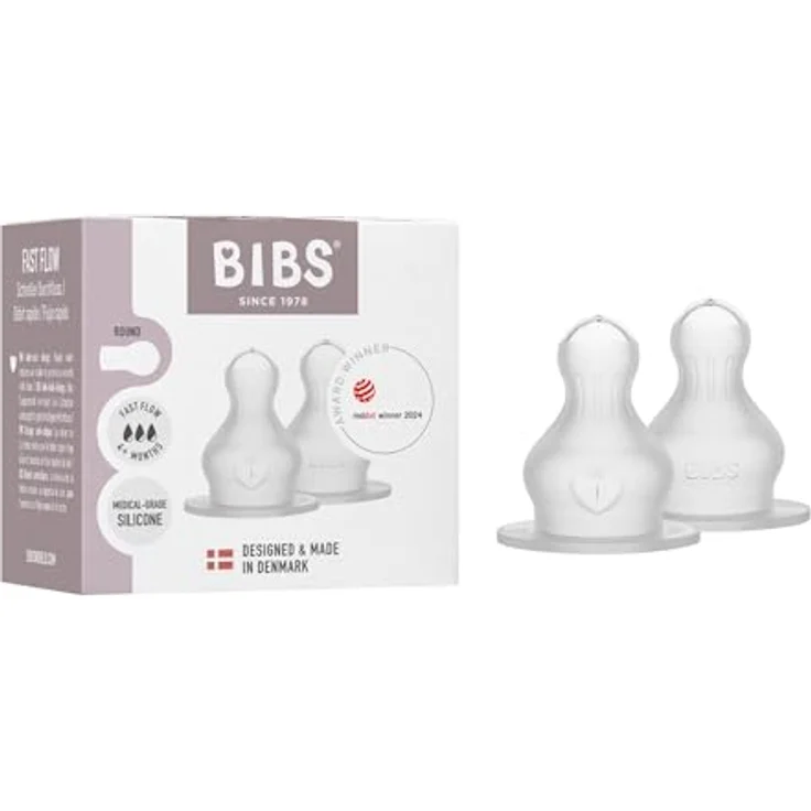 Bibs Trinksauger 2er Pack Silikon Bottle Nipple, schneller Nahrungsfluss mit Anti-Kolik-Ventil – Bild 1
