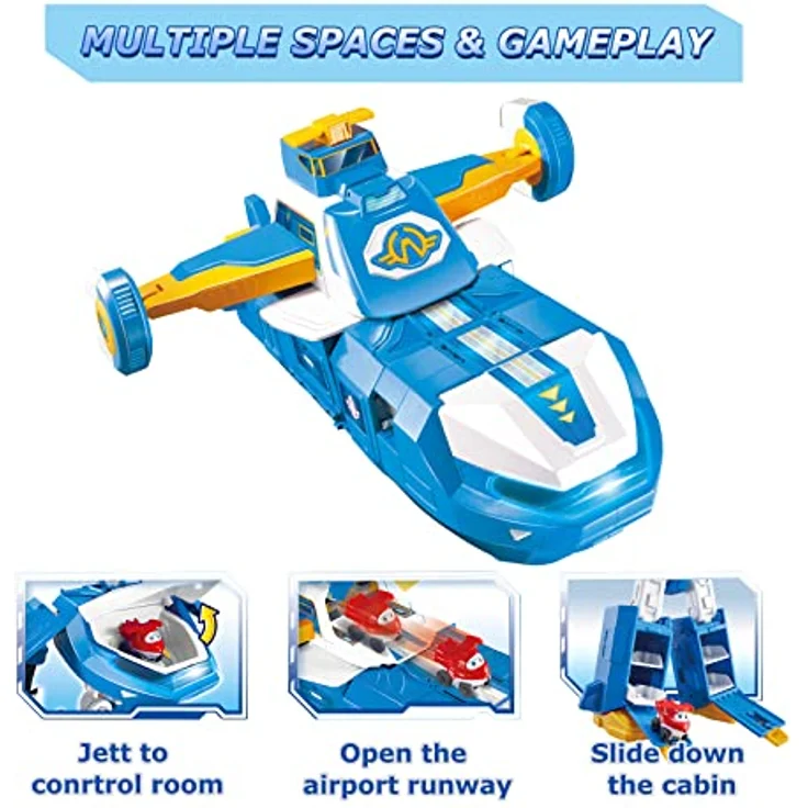 Super Wings 3-in-1 World Aircraft Transforming Robot mit Licht- und Soundeffekten, mit einem 2'' Transform-a-Bot Jett, Transformer-Spielzeug für Jungen und Mädchen ab 3+ Jahren – Bild 6