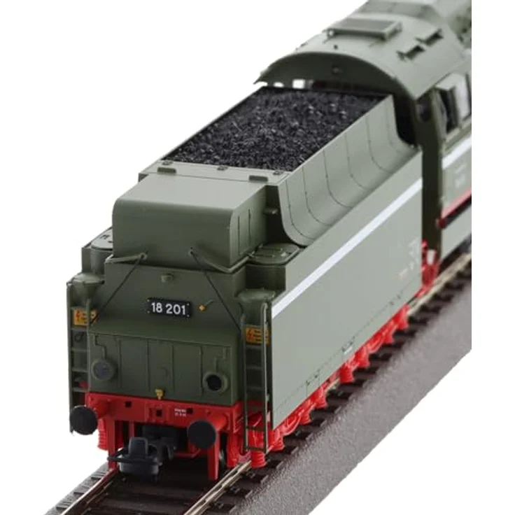 Roco Diesellokomotive Roco 7100006 H0 Schnellfahr-Dampflok 18 201 mit Kohlefeuerung der DR, Vorbildgerechte Umsetzung, PluX16-Schnittstelle, LED-Beleuchtung, drei spitze Zierlinien, feine Metallradsätze, nachrüstbarer Rauchgenerator – Bild 3