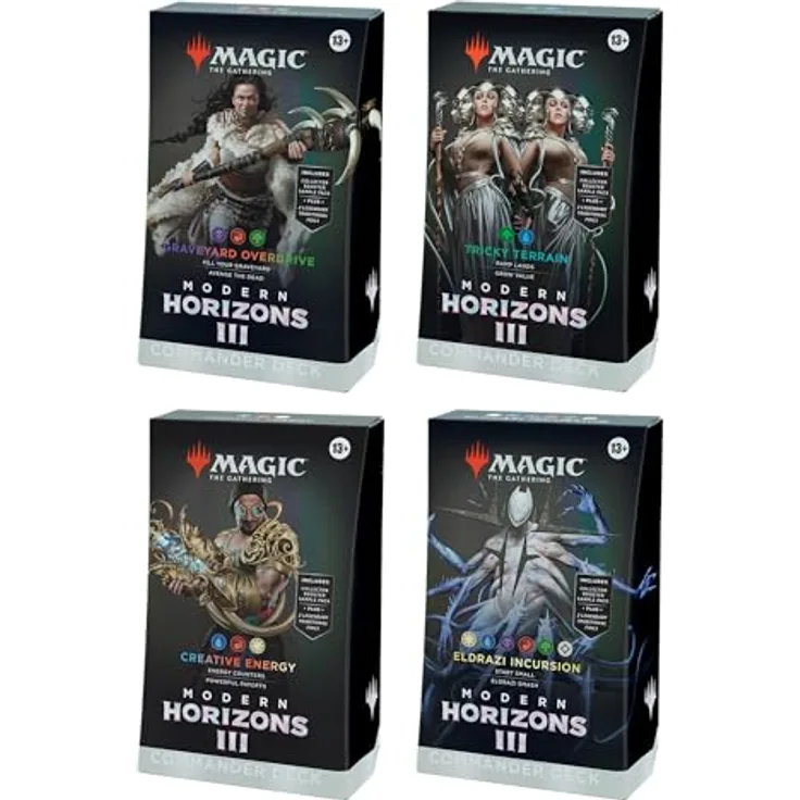 Wizards of the Coast Magic: The Gathering Commander: Modern Horizons 3 Deck Set, 4 spielbereite Decks mit 100 Karten, inkl. traditionelle Foil-Legenden, Sammler-Booster und Strategieeinlage
