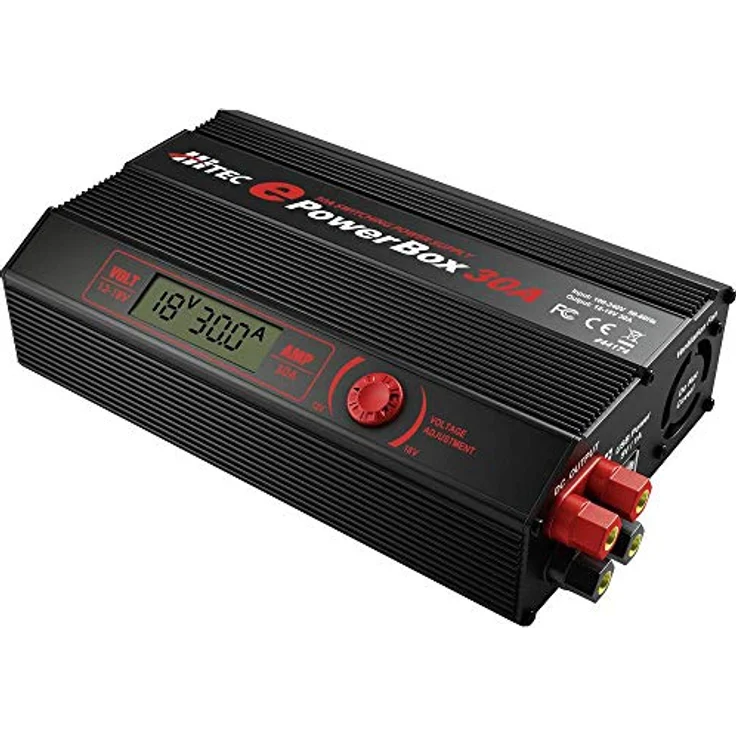 Hitec RCD 44174 ePower Box, 30 Amp AC Netzteil mit LCD-Anzeige, zwei USB-Anschlüssen und Schutzfunktionen – Bild 1