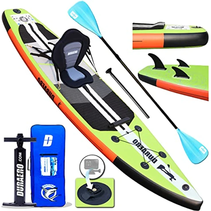 DURAERO Inflatable SUP-Board Stand up Paddling Board, 330x76x15cm, Action-Cam Halterung, bis 150kg, blaues Design – Bild 2