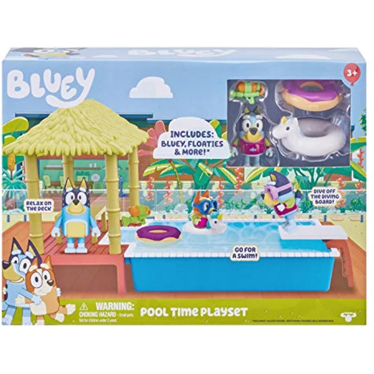 Bluey 13065 Blueys Pool-Spielset mit Figur (6,3–7,6 cm) und Zubehör, Mehrfarbig, 6. 5 x 4. 72 x 10. 63 inches – Bild 3