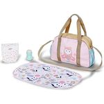 BABY born Wickeltasche, Puppenwickeltasche mit Blumen, inkl. Wickelunterlage, Windel und Puderdose, sanfte Pastellfarben, viel Stauraum