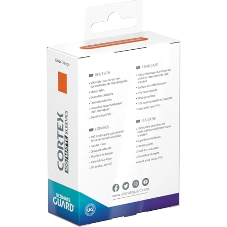Ultimate Guard Cortex Matte Sleeves Standard Size (100) (66x91mm), Orange undurchsichtige Rückseite, perfektes Mischgefühl, stabil – Bild 4