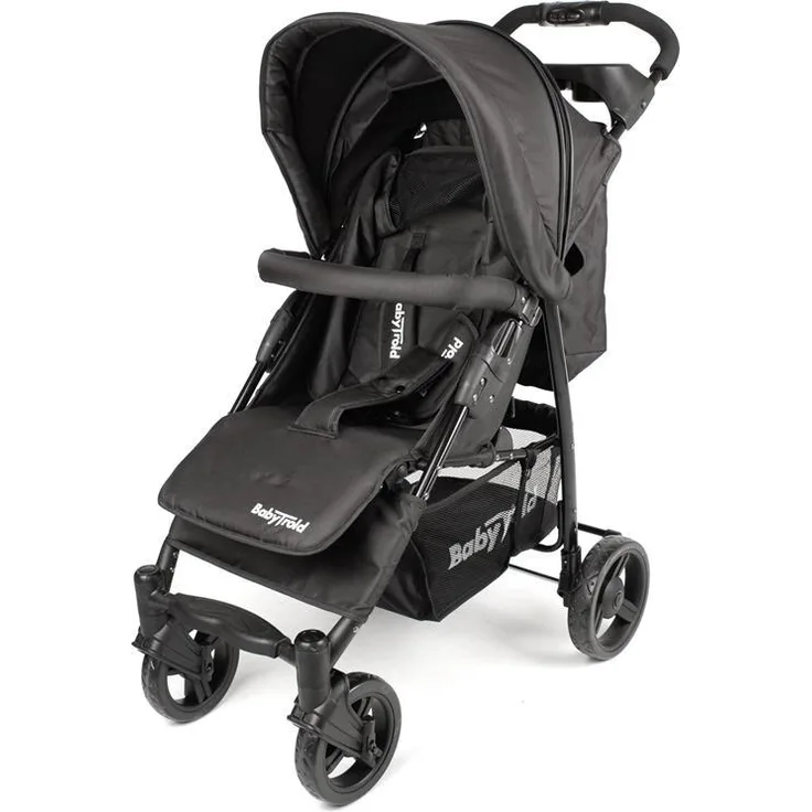 Babytrold Coco, Kombikinderwagen Schwarz mit verstellbarer Rückenlehne, abnehmbarer Kapuze und leichtem Stahlrahmen