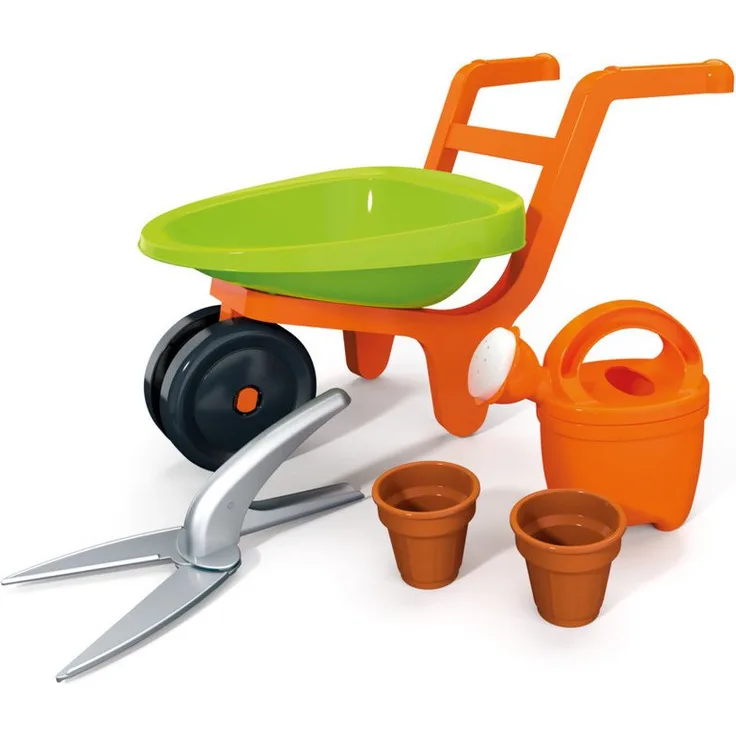 Androni Giocattoli Sandform-Set Kleine Schubkarre mit Gartenwerkzeug, 5-teilig, Länge 46 cm