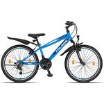 Talson 24 Zoll Mountainbike Fahrrad MIT 21-Gang Shimano, Gabelfederung & Beleuchtung Blau