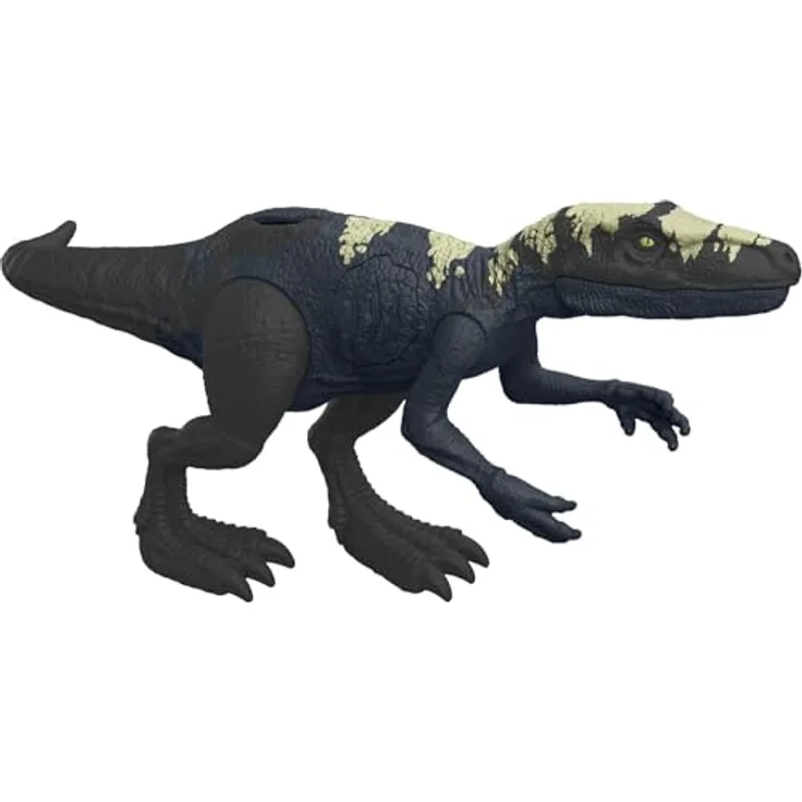 Jurassic World Big Epic Attack Herrerasaurus HTP66, Interaktive Dinosaurierfigur mit Lichtern und Geräuschen, Blau, One Size