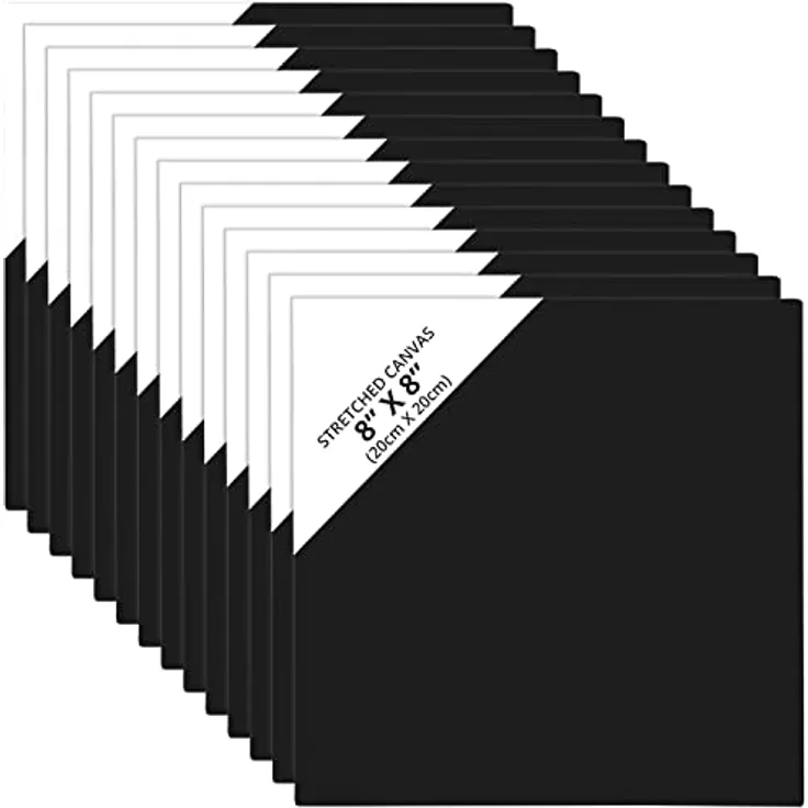 Belle Vous 14 Stk Leere Schwarze Leinwände zum Bemalen – 20 x 20 cm – Vorgespannte Kleine Leinwand – Schwarze Leinwand für Acrylfarben, Ölgemälde, Skizzen und Zeichnungen