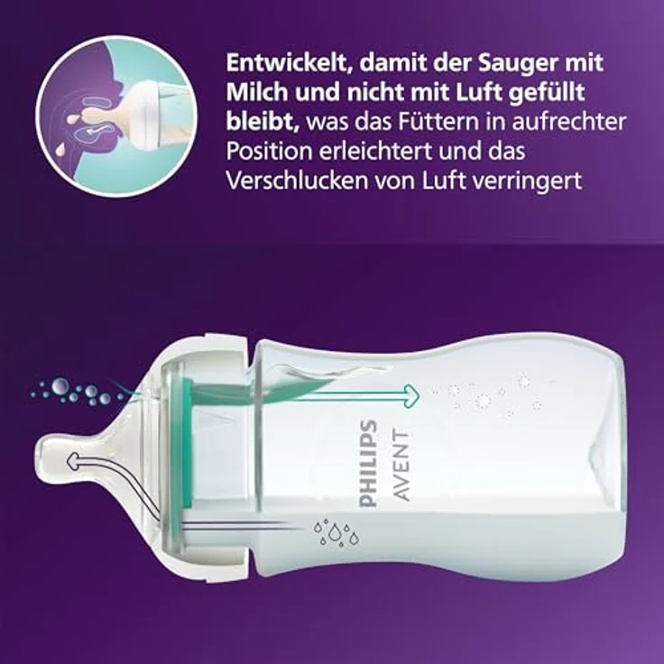 Philips Avent Babyflaschen Natural Response – 2x Babyflaschen mit AirFree Ventil, 125 ml, BPA-frei, für Neugeborene ab 0 Monaten (Modell SCY670/02) – Bild 6