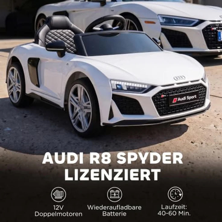 AIYAPLAY Audi R8 Spyder Kinder Elektroauto 12V mit Fernbedienung, Lithium-Akku, Soft-Start-Funktion und Hinterradfederung – Bild 3