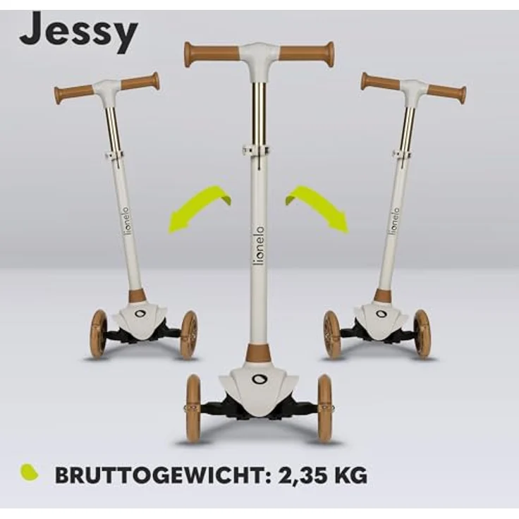 Lionelo Jessy Premium Dreirad-Kinderroller mit LED-Rädern, Höhenverstellung und Rutschfester Plattform, faltbar (blau) – Bild 4