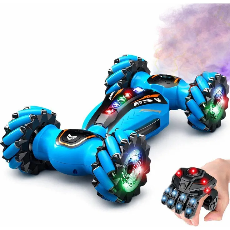Goldstern-Tech Dazzle Spray Stunt Twist Car, 360° RC Stuntfahrzeug mit Gestensteuerung, LED-Effekten, 2 Fahrmodi & Mecanum-Rädern