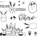 Rayher Stempel Clear Stamps Frohe Ostern, 11 Stück - Silikon Stempel für individuelle Kreativarbeiten zu Ostern