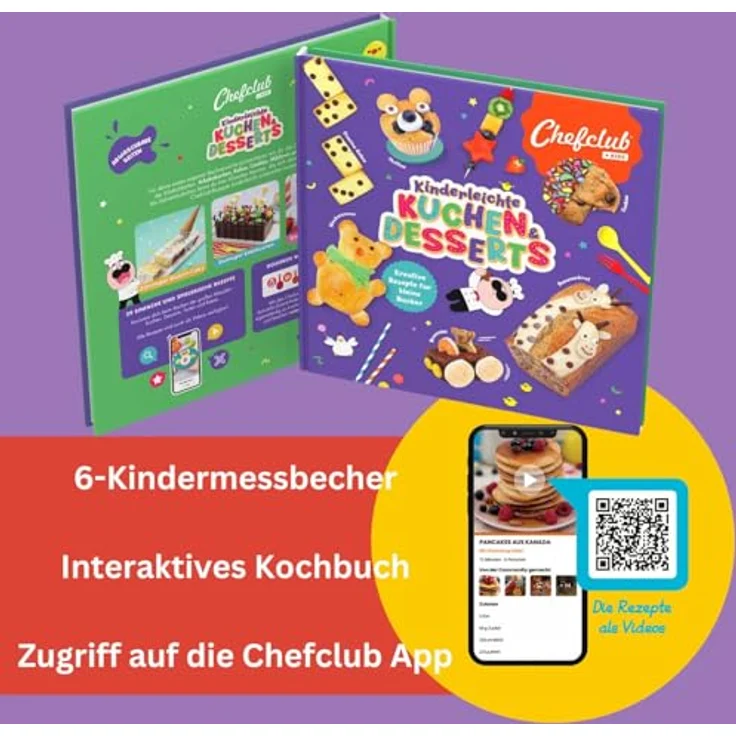 Chefclub Kreativset Kinderleichte Kuchen & Desserts, inklusive kostenloser Chefclub-App mit 25 Rezepten und Messbecher-Set – Bild 4