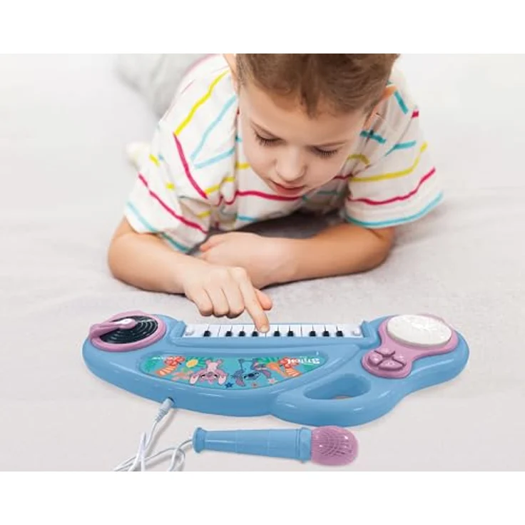 Lexibook K704D, elektronisches Klavier mit 4 integrierten Soundeffekten, 22 Demo-Melodien und DJ-Funktion, Disney Stitch Design – Bild 4
