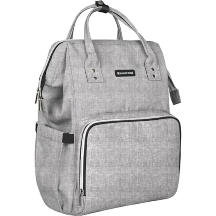 Kikka Boo Wickeltasche Siena, Rucksack mit Wickelunterlage und einstellbarer Grifflänge, grau, wasserabweisend mit Flaschenabteilungen und Organisationstaschen – Bild 2