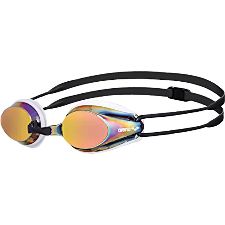 arena Tracks Mirror Anti-Fog Wettkampf Schwimmbrille Unisex für Erwachsene, Schwimmbrille mit verspiegelten Gläsern, UV-Schutz, 4 Austauschbare Nasenstege, Silikon Dichtungen