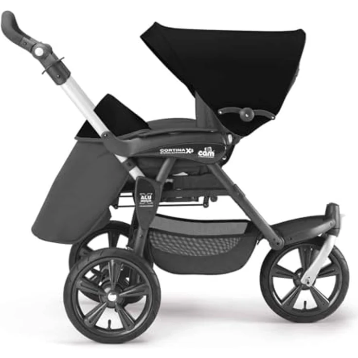 CAM Cortina X3 tris 3-in-1 Kombi-Kinderwagen, inkl. Babyschale, Fußsack & Wickeltasche, Schwarz, kompakt und leicht (9,3 kg) – Bild 4