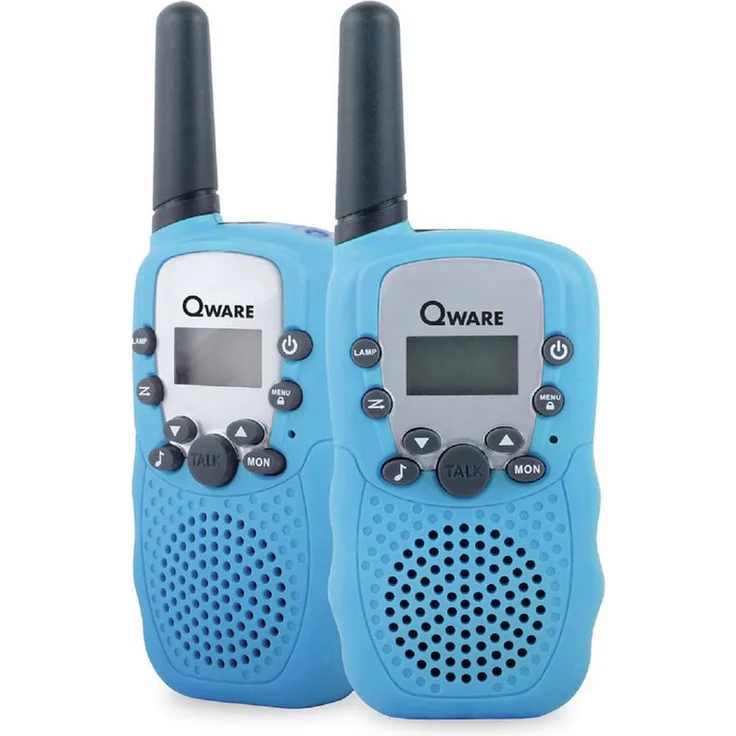 Qware Gaming Walkie Talkie Set, 3 km Reichweite, 10 Kanäle, mit LED-Taschenlampe, Blau