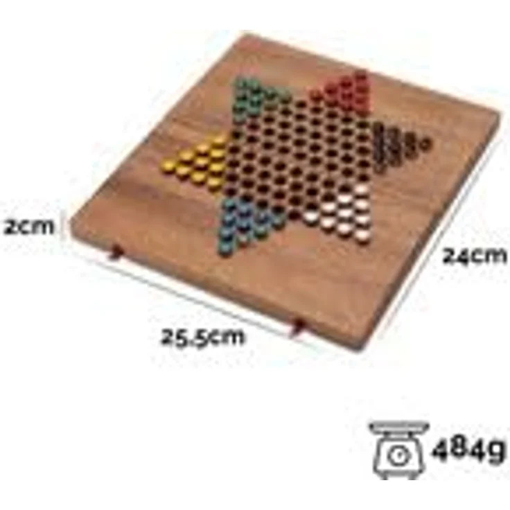 Logoplay Halma Gr. L, Brettspiel für 2 bis 6 Spieler, hochwertiges Samena-Holz, inkl. Stoffbeutel, Spielfeld 26 x 27 cm, 6 x 10 Spielstecker – Bild 7