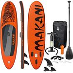 ECD Germany Aufblasbares Stand Up Paddle Board Makani, 320 x 80 x 15 cm, Orange, PVC, bis 120 kg, inkl. Pumpe, Tragetasche und Zubehör