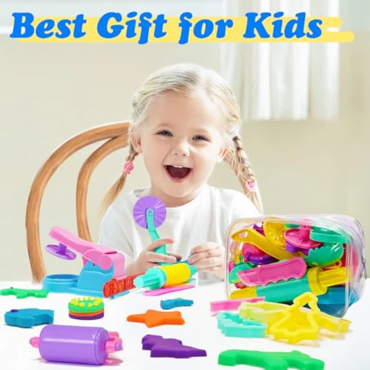 Jiosdo Knetwerkzeug, 22 Stück Knete Zubehör Kinder Plastilin Werkzeuge, Knete Ausstechformen Extruder Modellierwerkzeug Knete Dough Set, Geschenk für Kinder Jungen Mädchen (mit Aufbewahrungstasche) – Bild 8