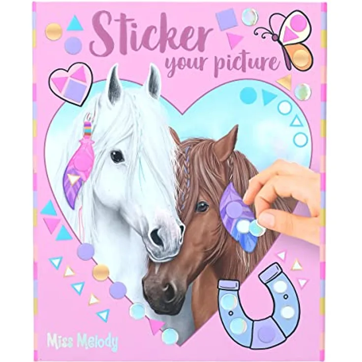 Depesche 12068 Miss Melody Sticker Your Picture - Stickerbuch mit 25 Seiten voller Pferde-Motive zum Ergänzen, inklusive 10 Aufkleber-Bogen