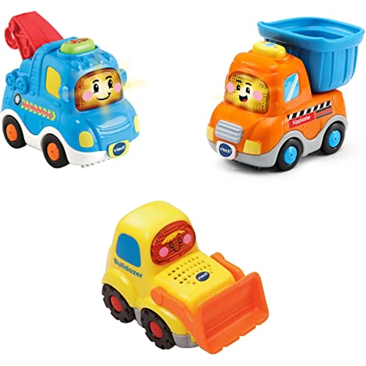 Vtech 80-242174 Tut Tut Baby Flitzer - 3er Set Baustellenfahrzeuge (Abschleppfahrz., Kipplaster, Bulldozer), Babyautos, Mehrfarbig – Bild 2