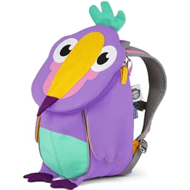 Affenzahn Kleiner Freund Kindergarten-Rucksack Ergonomisch Reflektierend Ziehzunge mit Namensschild Tukan - Lila – Bild 4