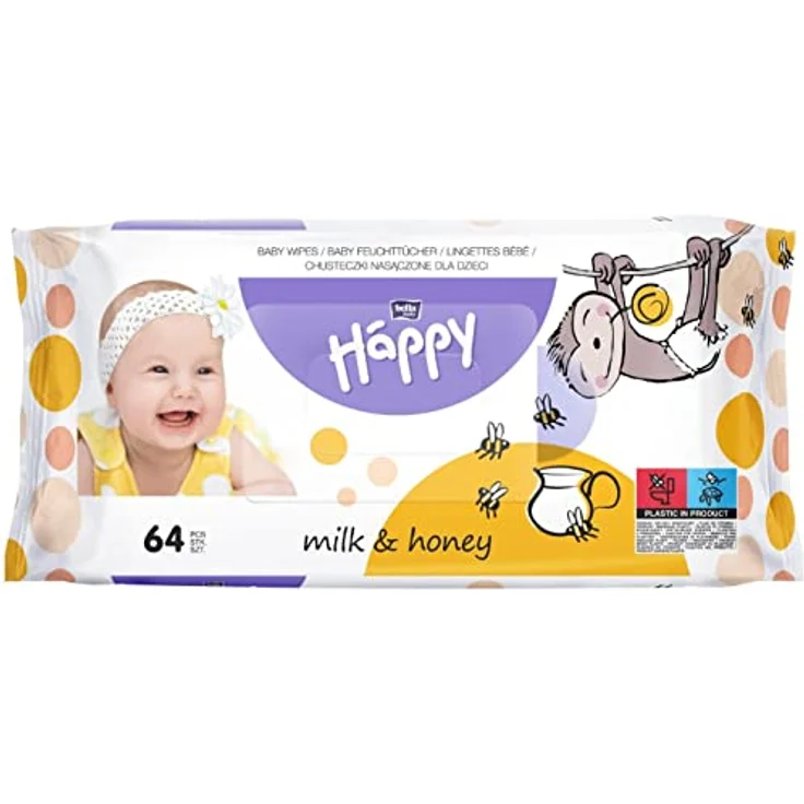 bella baby Happy Feuchttücher Milch & Honig 640 Tücher (10 x 64 Stück) – Bild 2