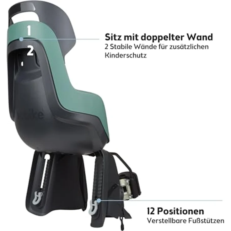 Bobike GO Maxi Fahrradkindervordersitz für 26-29 Zoll Fahrräder, Rahmenverankerung, max. 15 kg, pfefferminzfarben – Bild 5