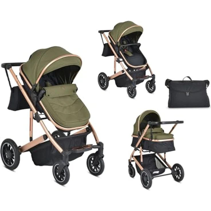 Moni Kombikinderwagen 2 in 1 Thira, wandelbar, verstellbare Rückenlehne, Aluminiumrahmen, grau – Bild 3
