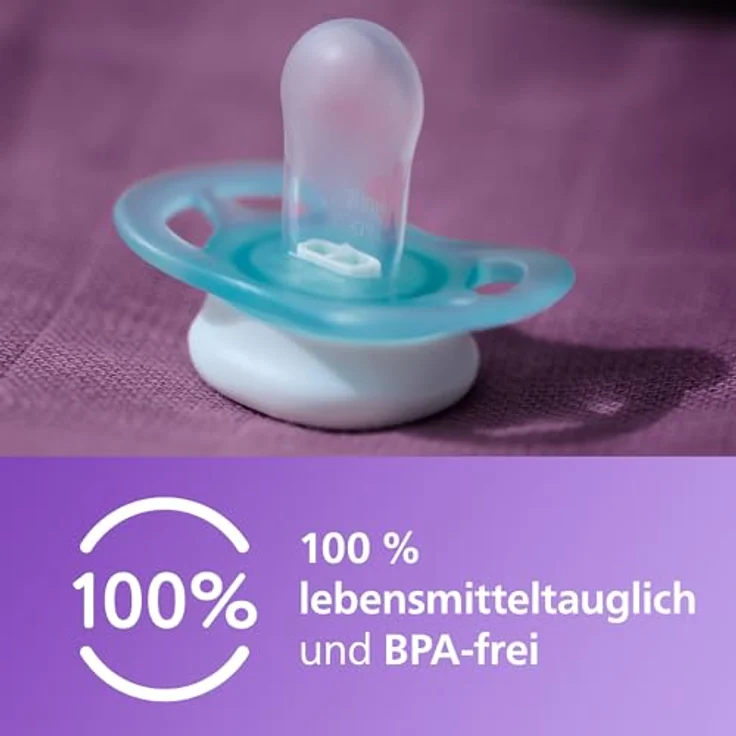 AVENT Ultra Start Schnuller SCF075/02, kiefergerecht, BPA-frei, für Neugeborene (0-2 Monate), Doppelpack mit Sterilisationsbehälter, grün/blau – Bild 5