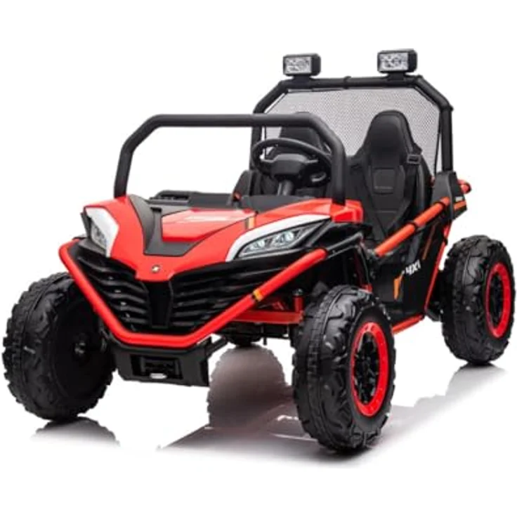 Chipolino Kinder Elektrofahrzeug Explorer Doppelsitzer Offroad, 2,4 GHz Fernbedienung, MP3/USB-Anschluss, rot – Bild 1