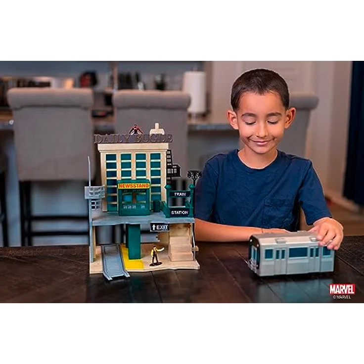 Jada Marvel Spider-Man NYC Deluxe Nano Scene, Diorama Daily Bugle mit 2 Metallfiguren, 20 cm – Bild 4